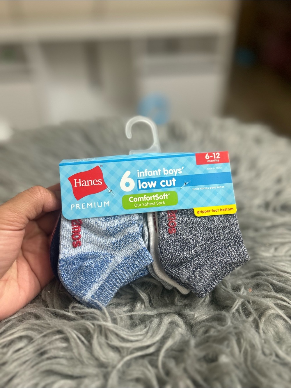 Hanes Infant Boys 6-Pack Low Cut Socks - Blue & Gray